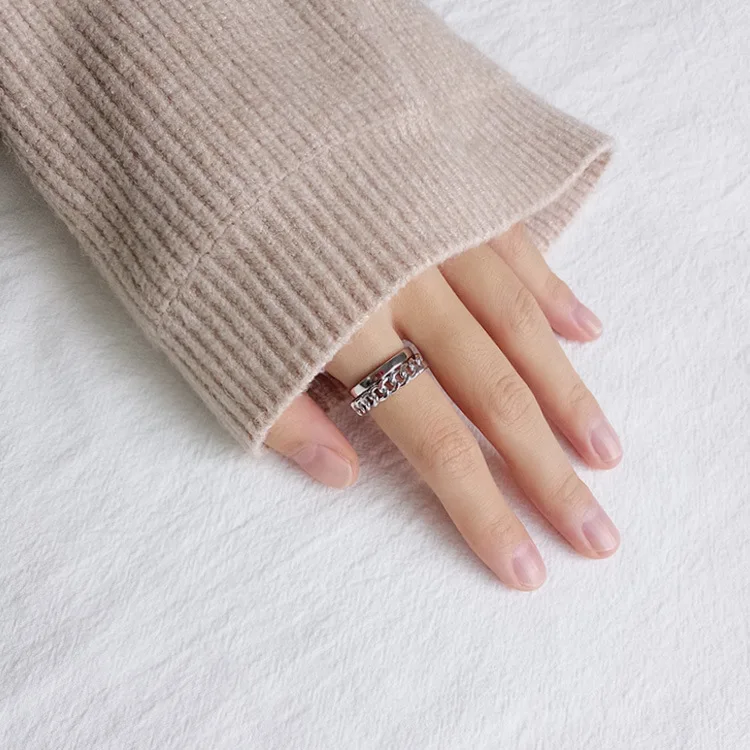 925 100% Стерлинговое Серебро Кольца для женщин aneis feminino anelli donna Двухслойное кольцо