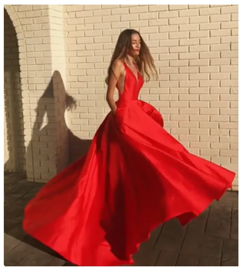 Красное вечернее платье V шеи выпускного вечера платье длиной до пола Vestidos Para Formatura женское вечернее платье без спины платья