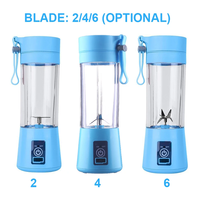 380ml USB Rechargeable Blender Mixer Mini Portable Electric 6 Blades Household Extractor Juice Machine Fruit Juicer | Дом и сад