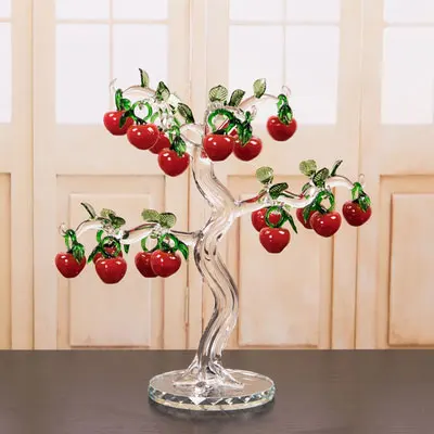 18pcs Bending trunks Стеклянная вишня с кристаллами дерево фигурки ремесла фэншуй орнамент домашний Декор рождественские новогодние подарки, сувениры Декор Орнамент - Цвет: 18pcs Bending trunks