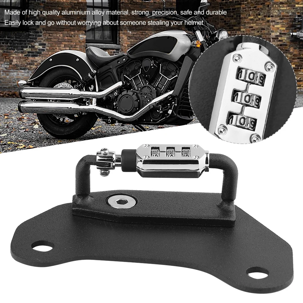 

Motorcycle Modification password Helmet Lock CNC aluminum alloy strong precision Black fit for Indian Scout/Sixty 2015-2019