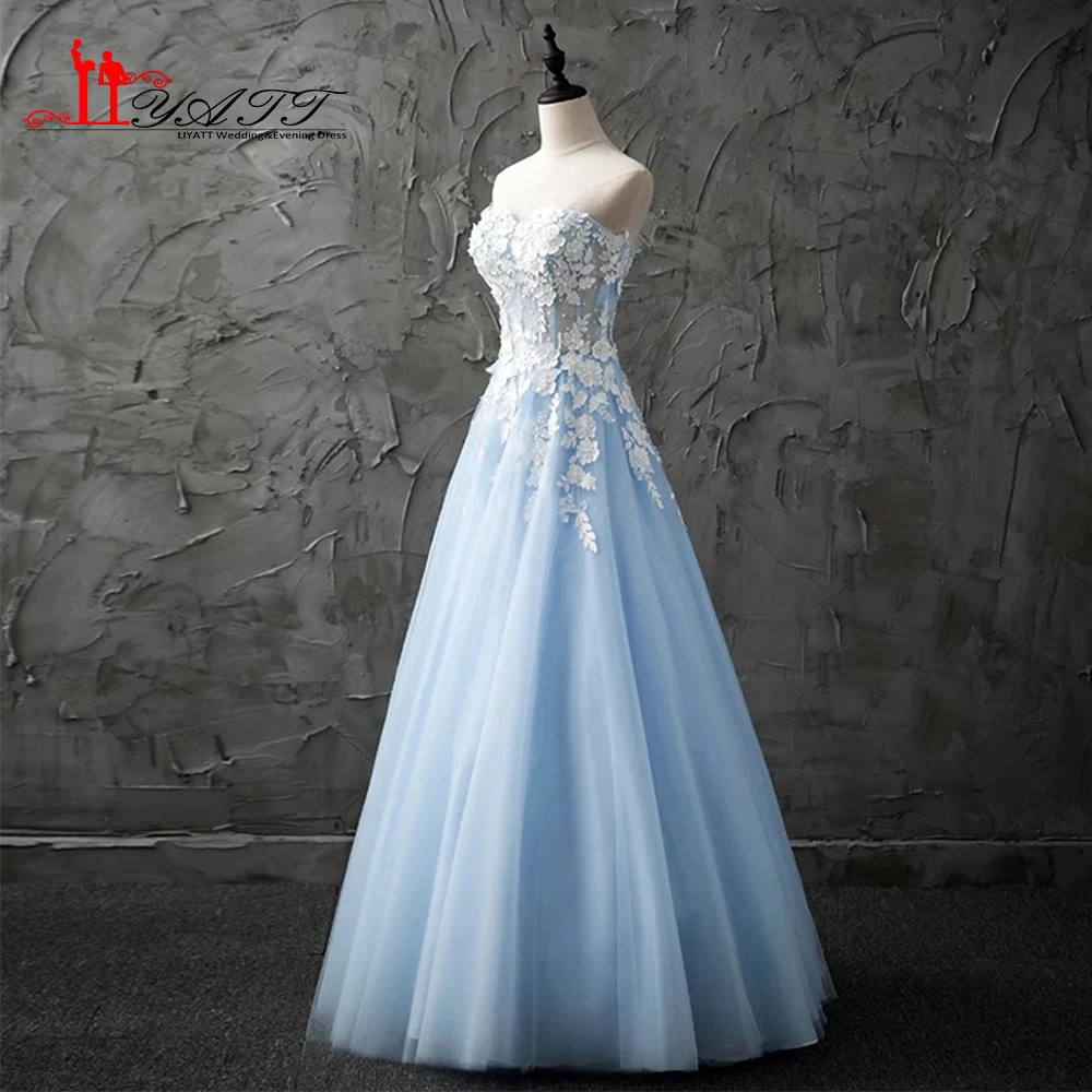 Настоящая фотография 2017 на заказ милое небесно-голубое кружевное платье с