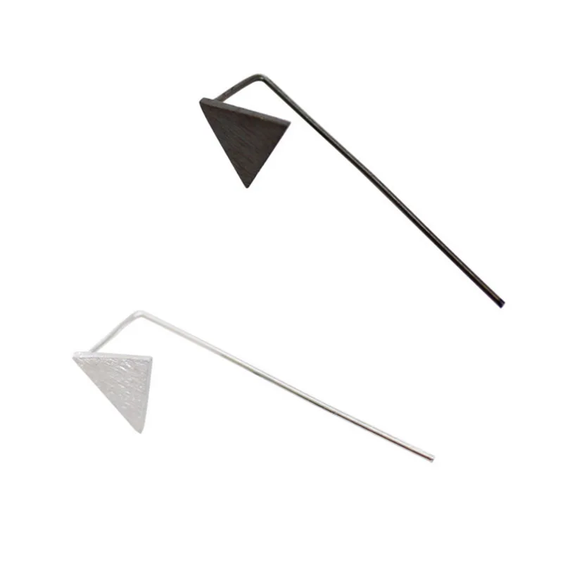 

Real 925 Sterling Silver Fashion Brush Finish Triangle Earrings for Women Wedding Body Jewelry Earring Gift