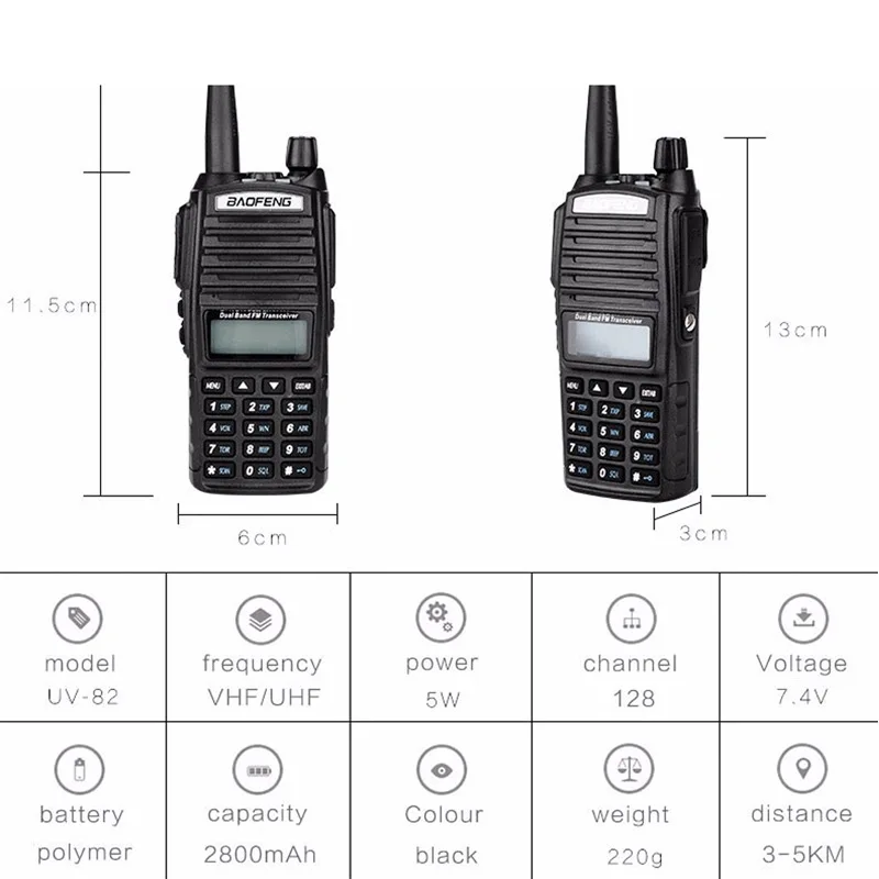 Портативная рация baofeng UV-82 walkie-talkie portable radio UV 82 walkie talkie handphone кошелек 10 KM охотничье