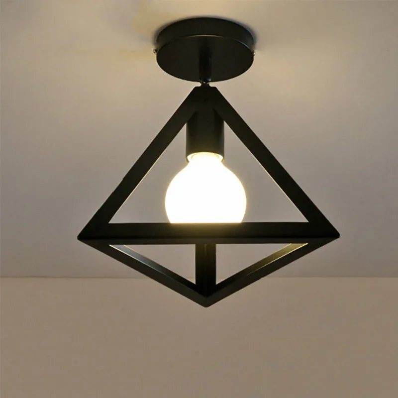 

Nordic style triangle black ceiling light with E27 bulb iron foyer bed room study corridor ceiling lighting fixtures