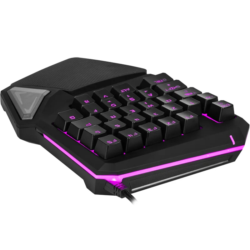 Профессиональная игровая клавиатура Delux T9 Pro с одной ручкой мини 7 цветной светодиодной подсветкой для Windows