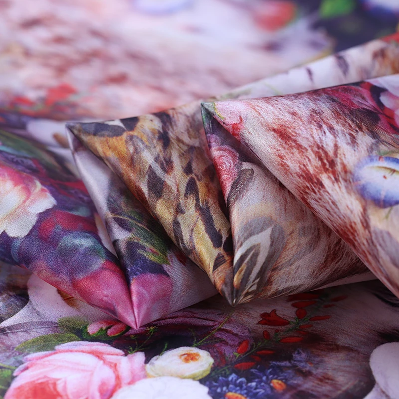 

Digital printing silk organza satin fabric 138cm crisp translucent awning dress chinese silk fabric wholesale silk cloth