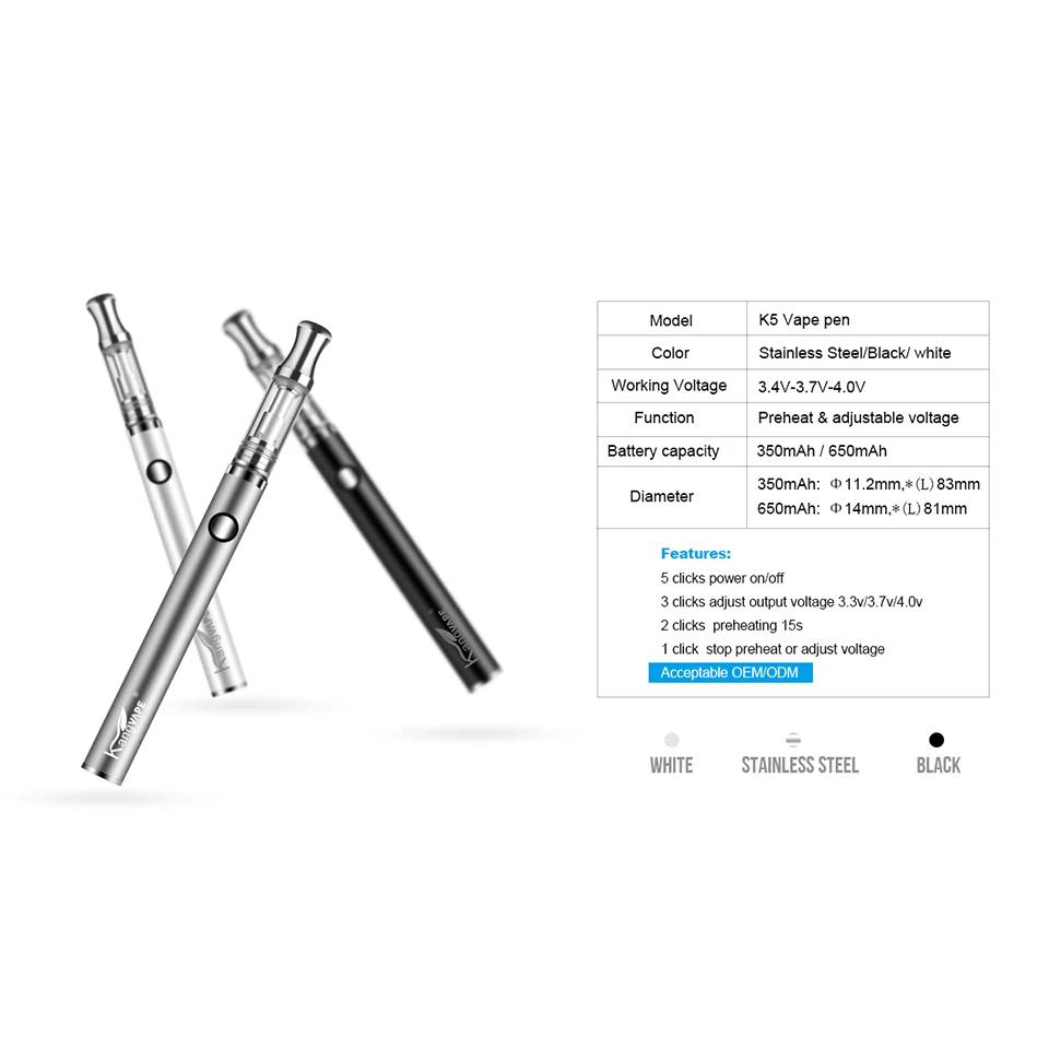 Оригинальный kangvape K5 Vape ручка pod стартовый комплект 350 мАч Подогрев испаритель с