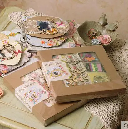 Горячие DIY Скрапбукинг Фотоальбом любовь кружева альбом деревянные рамки 5