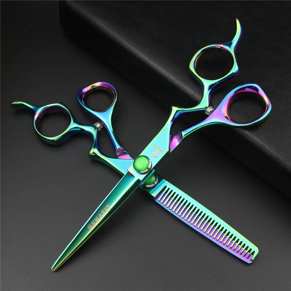 6 inch Aurora Color High Quality Japan 440C Cutting and Thinning Scissors Hairdresser Professional Hair Set | Красота и здоровье