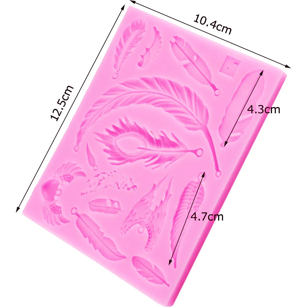 Sophronia Feather Shaped Decorating Tools Silicone Mold Resin Fondant DIY Chocolate Moulding Tool M419 12.5*10.4*0.8CM | Дом и сад