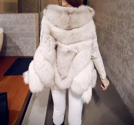 Женская теплая зимняя куртка из искусственного меха со съемным рукавом