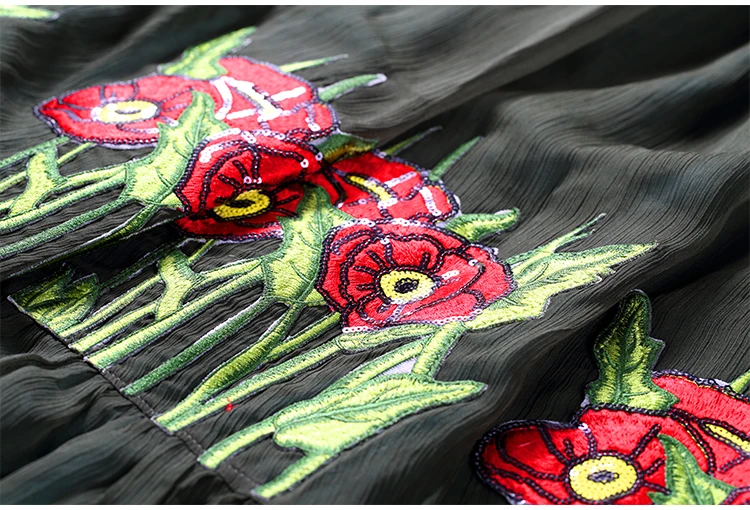 Лето 2017 г. женские Высокое качество темно зеленый Роскошные платья дамы оборками