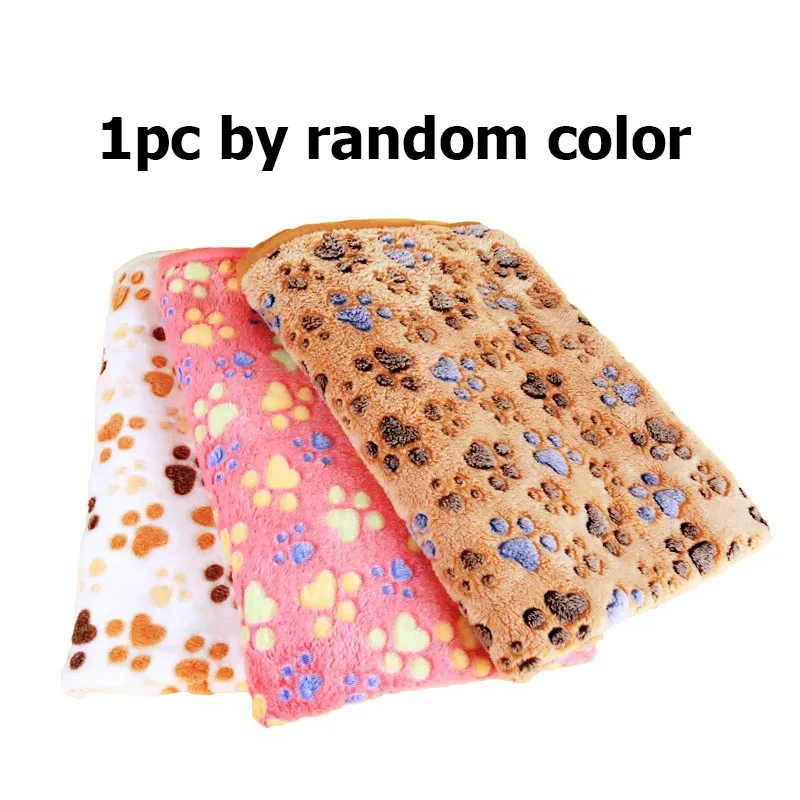 1PC random color Sqinans матрас для домашних собак, мягкое одеяло для домашних животных, принт лап, коралловый флис, для собак, кошек, кровати, коврики для маленьких, средних и больших собак, товары для домашних животных - Цвет: 1PC random color