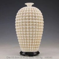 exquisite vintage handwork chinese dehua white porcelain hollow out ornament vase