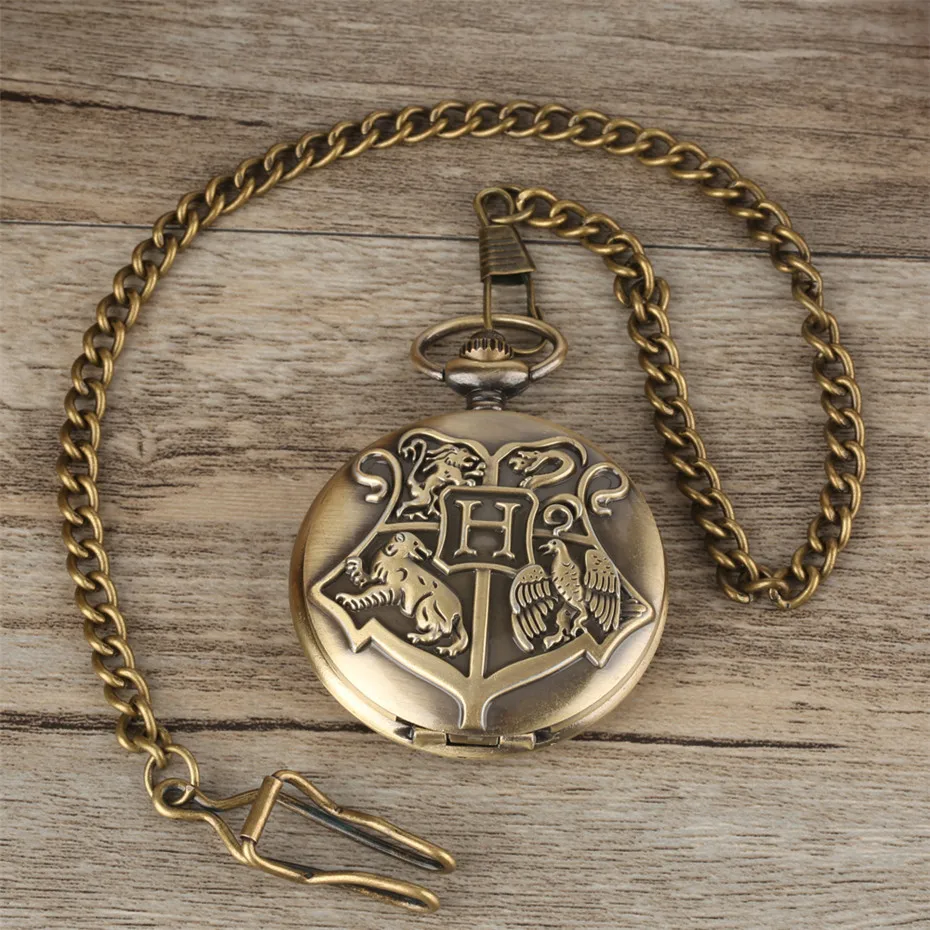 

New Fashion Antique Big "H" Bronze Men Quartz Pokrt Watch Chinese Style Animal Pendant Necklace for Unique Gifts