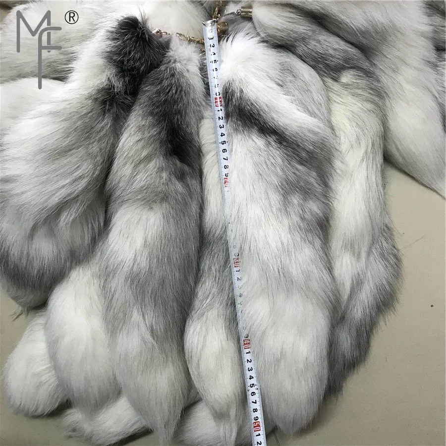 Magicfur 10 шт./1 лот 50 см большая НАТУРАЛЬНАЯ крест Лисий Мех Хвост белый черный хвост