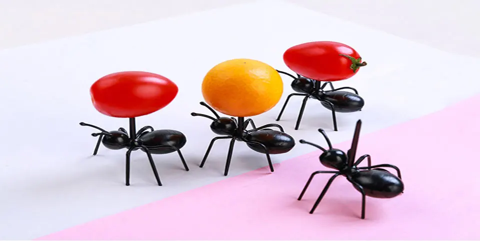 12 шт DIY Мини вилка для фруктов в форме муравья пластиковые украшения для кухни бар детский десерт вилки посуда животные еда выбрать зубочистка с муравьем