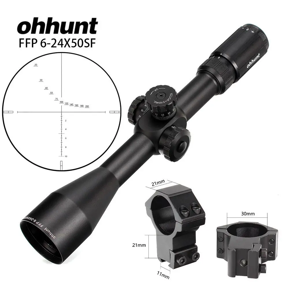 Ohhunt FFP 6-24x50 SF первый фокальный самолет охотничий прицел боковой Параллакс стекло гравированное сетка замок Сброс прицел охотничий прицел
