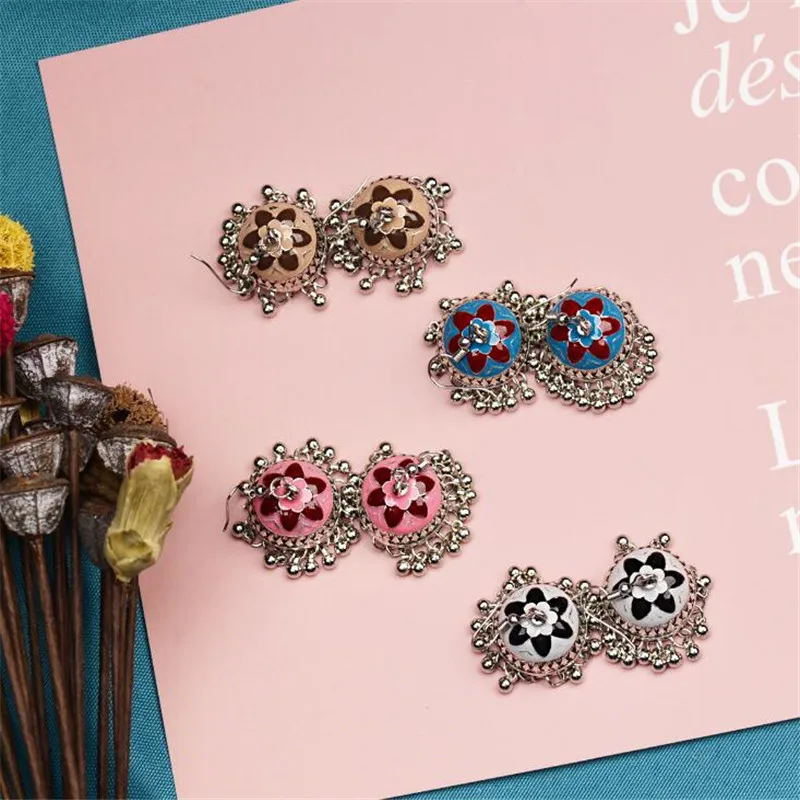 Винтажная Капля воды турецкий Jhumka Boho серьги для женщин в стиле ретро бусы с