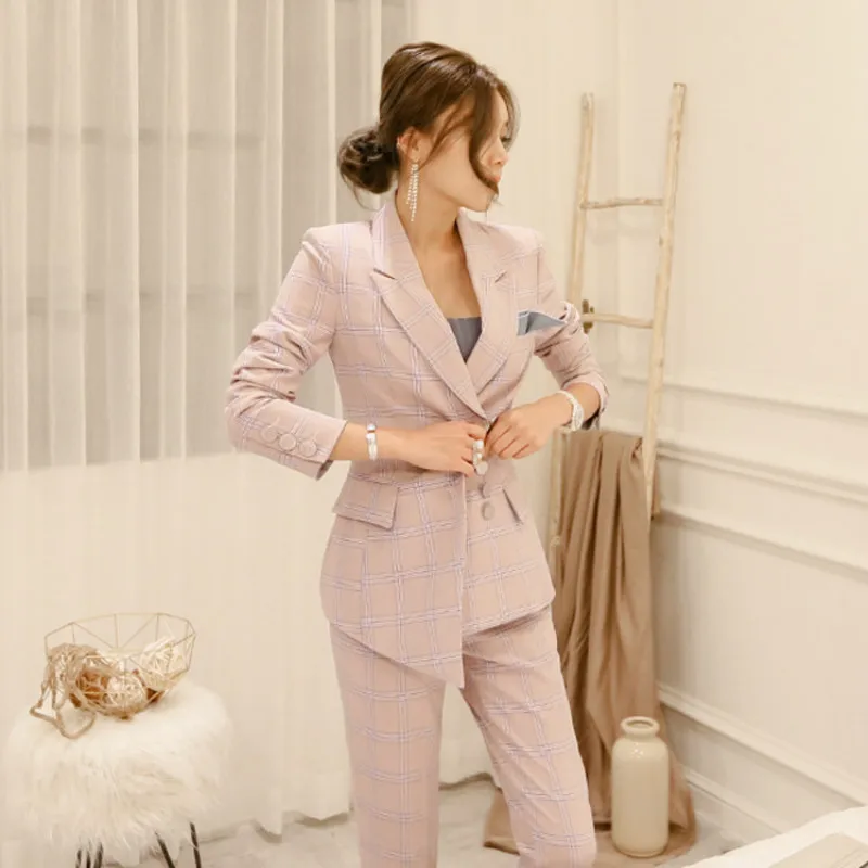 Women's suit ( Jacket + Trousers ) 2 Piece Ladies Office Wear Suit   Womens Business Sets With Pants Formal Pant Suits For Women