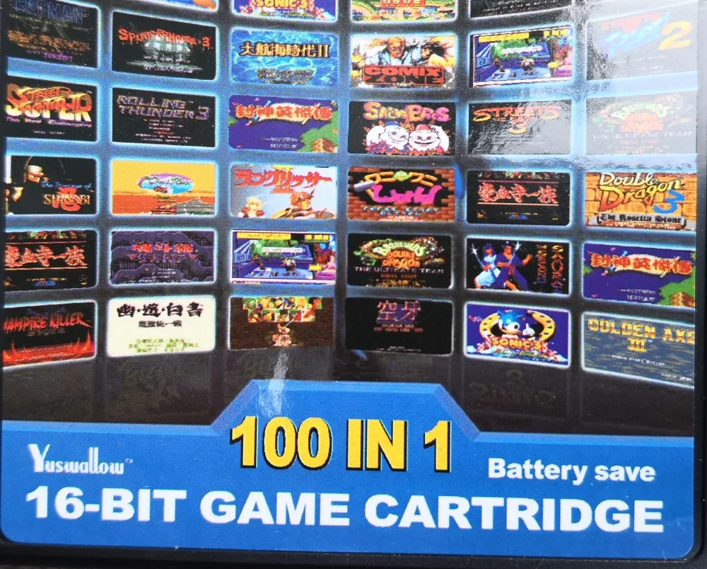 Топ 100 в 1 для картриджа Sega Megadrive Genesis Game (с батареей/всеми консолями)|Запасные
