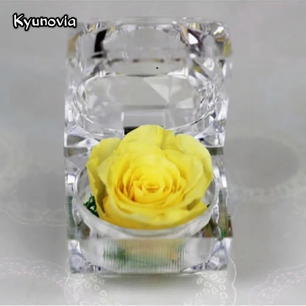 Kyunovia Мини акриловая коробка для колец 4 7*4 7 см сохраненный цветок розы