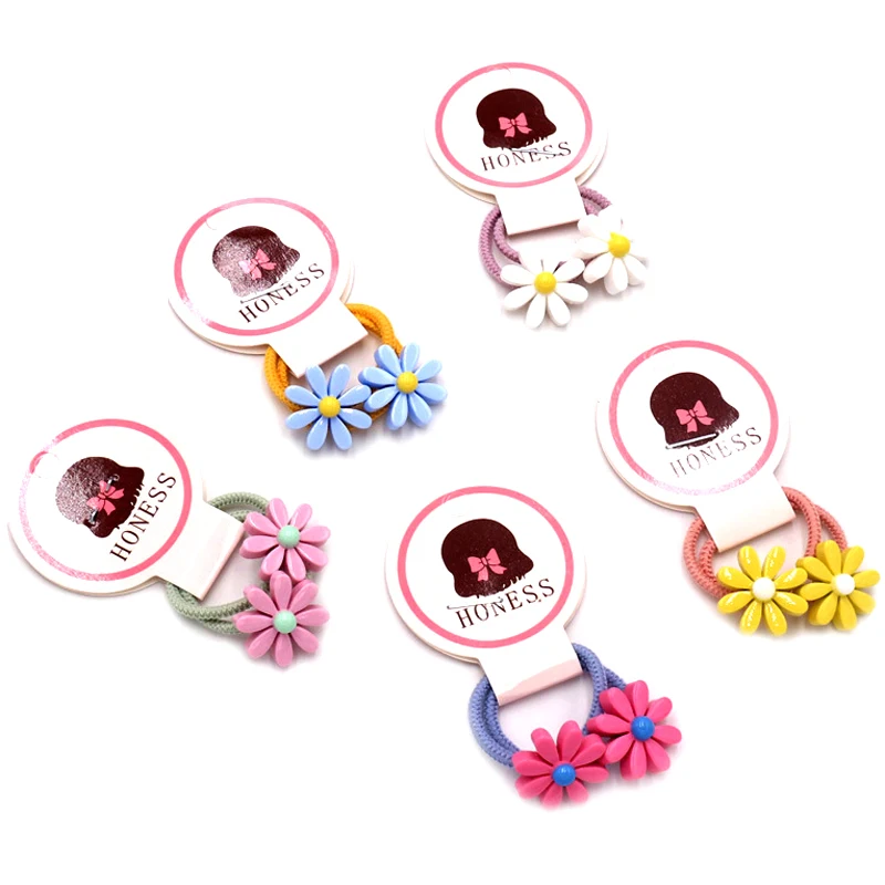 

2Pcs/Pack Girls Cartoon 3cm Mini Flower Rubber Band Princess Headwear Children Headdress Kids Elastic Hair Band Hair Accessories