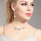 Оптовая продажа ожерелья с кулоном в виде цветка из синей зеленой смолы для женщин
