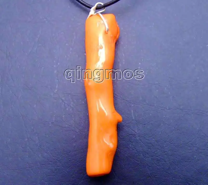 SALE Big 10*80mm GENUINE Pink Branch shape Coral pendant with Free leather cord 18&quot necklace-5778 Wholesale/retail shipping | Украшения