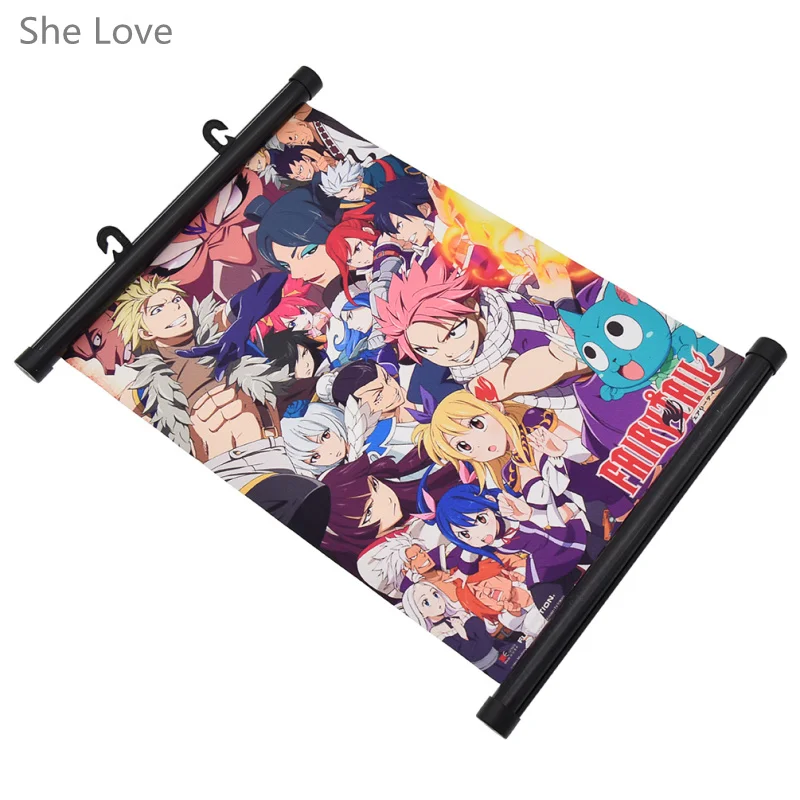 Она любит японское аниме Сказочный хвост Семья стены прокрутки живопись холст