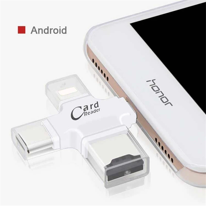 4 в 1 USB 2 0 OTG Lightning Type-C кардридер Micro SD адаптер конвертер для iPhone 7 8 Plus Samsung S8 S9 |