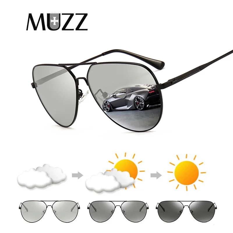 MUZZ 2018 поляризованные очки хамелеоны новые солнцезащитные в металлической оправе
