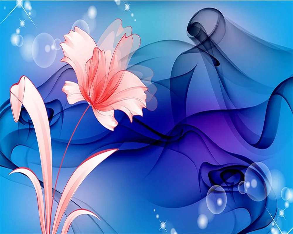 3d обои для помещений современные простые эстетичные дымчатые цветочные ТВ фон