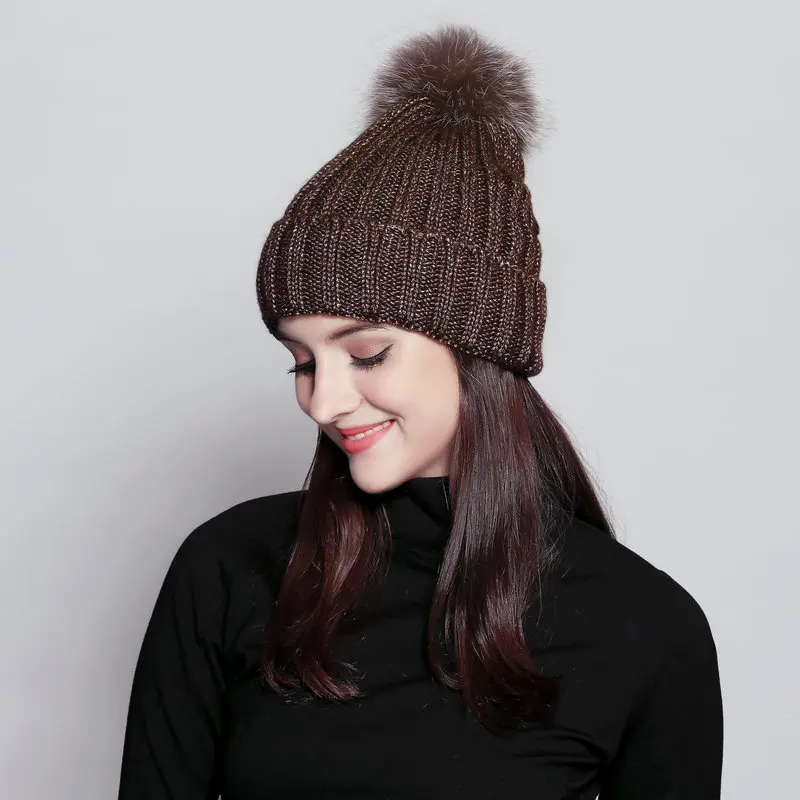 Вязаный шерстяной Лыжная Шапка кэжуал с помпоном gorros толстые однотонные цвета