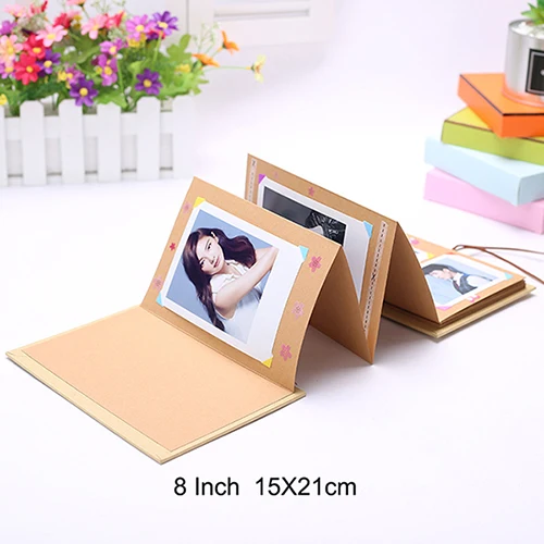 Album yellow 8 Inch Ручной работы твердый переплет крафт-бумаги складной фотоальбом фильм DIY Фотоальбом, 5 6 8 дюймов А4 юбилей скрапбук, Свадебный фотоальбом - Цвет: Album yellow 8 Inch