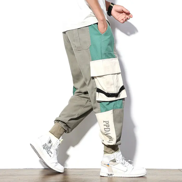 Army Green Новые западные Harajuku боковые ленты мужские брюки для бега хип хоп Уличная осень зима обычная, высокая, на выход мужские шаровары - Цвет: Army Green