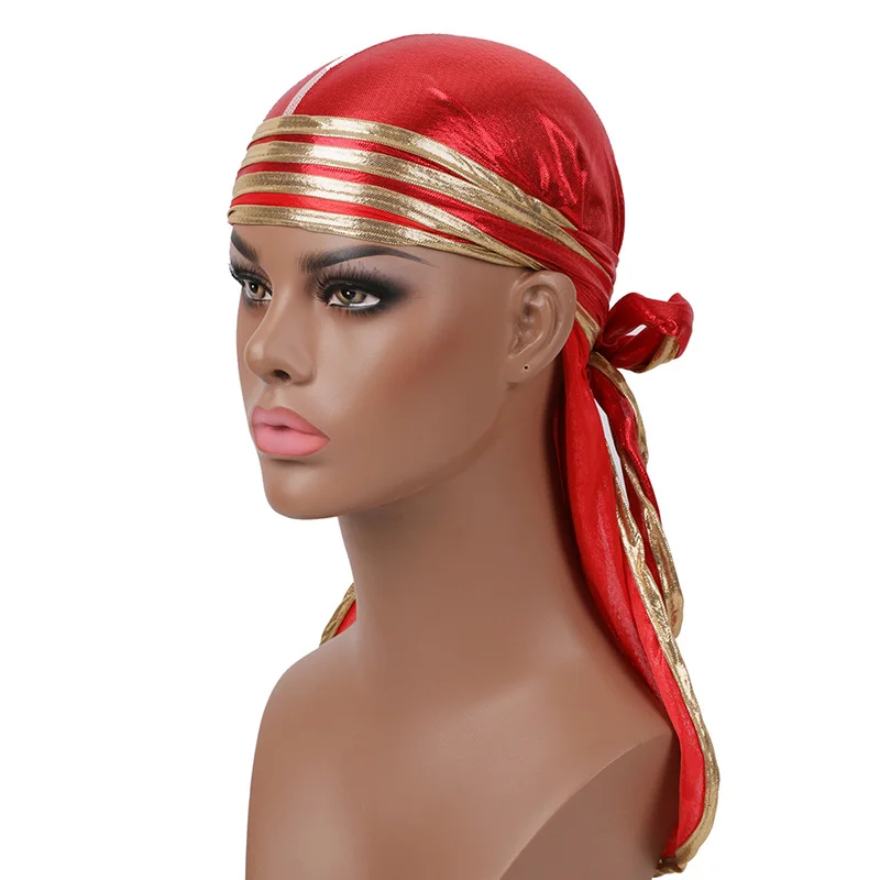 Мужская шапка-Бандана Durag шелковистая шапка-бандана в полоску повязка на голову |