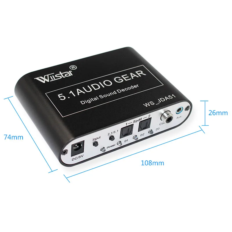 

Wiistar 5.1 Audio Decoder SPDIF Coaxial to 3.5&USB Dolby DTS AC3 Digital to 5.1 Amplifier Analog Converter Free Shipping