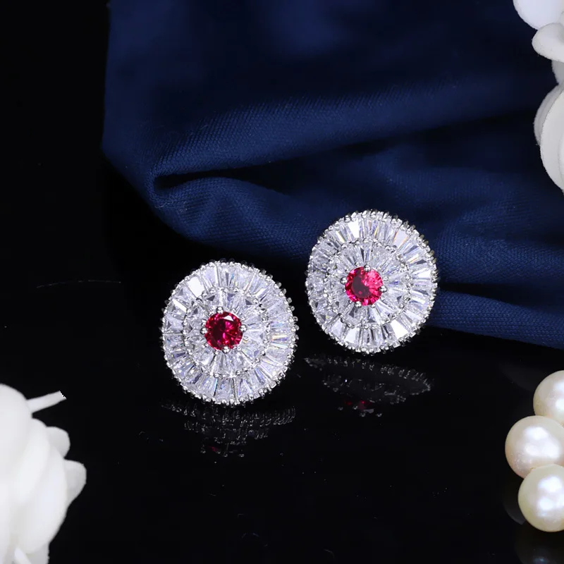 Женские серьги гвоздики с фианитами зеленым камнем|round stud earrings|fashion earringsstud earrings |
