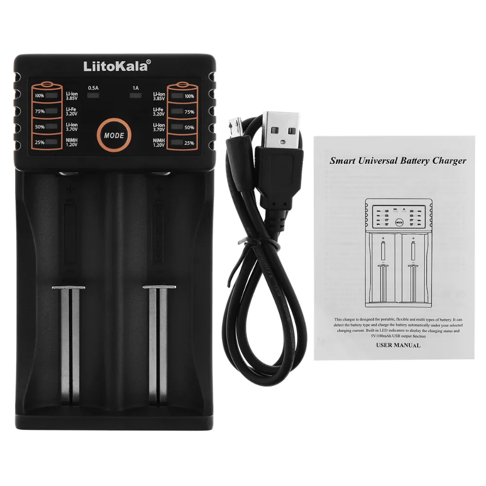 2 слота USB Смарт Батарея Зарядное устройство для 1 V 3 7 AA AAA 26650 18650 18490 18350 17670 17500 17355