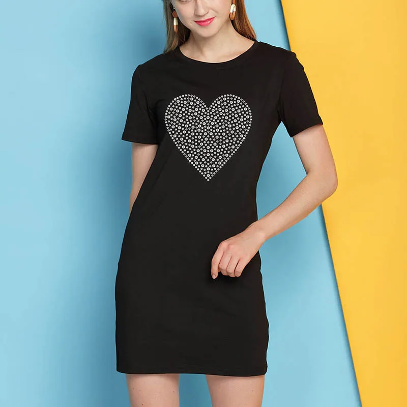 Летнее платье 2018 Для женщин короткий рукав Мини Мода Повседневное BlackDress s Костюмы