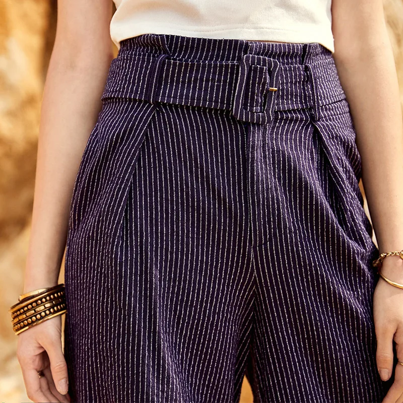 ARTKA 2018 лето новые женские богемные полоски широкие брюки винтажные хлопковые и