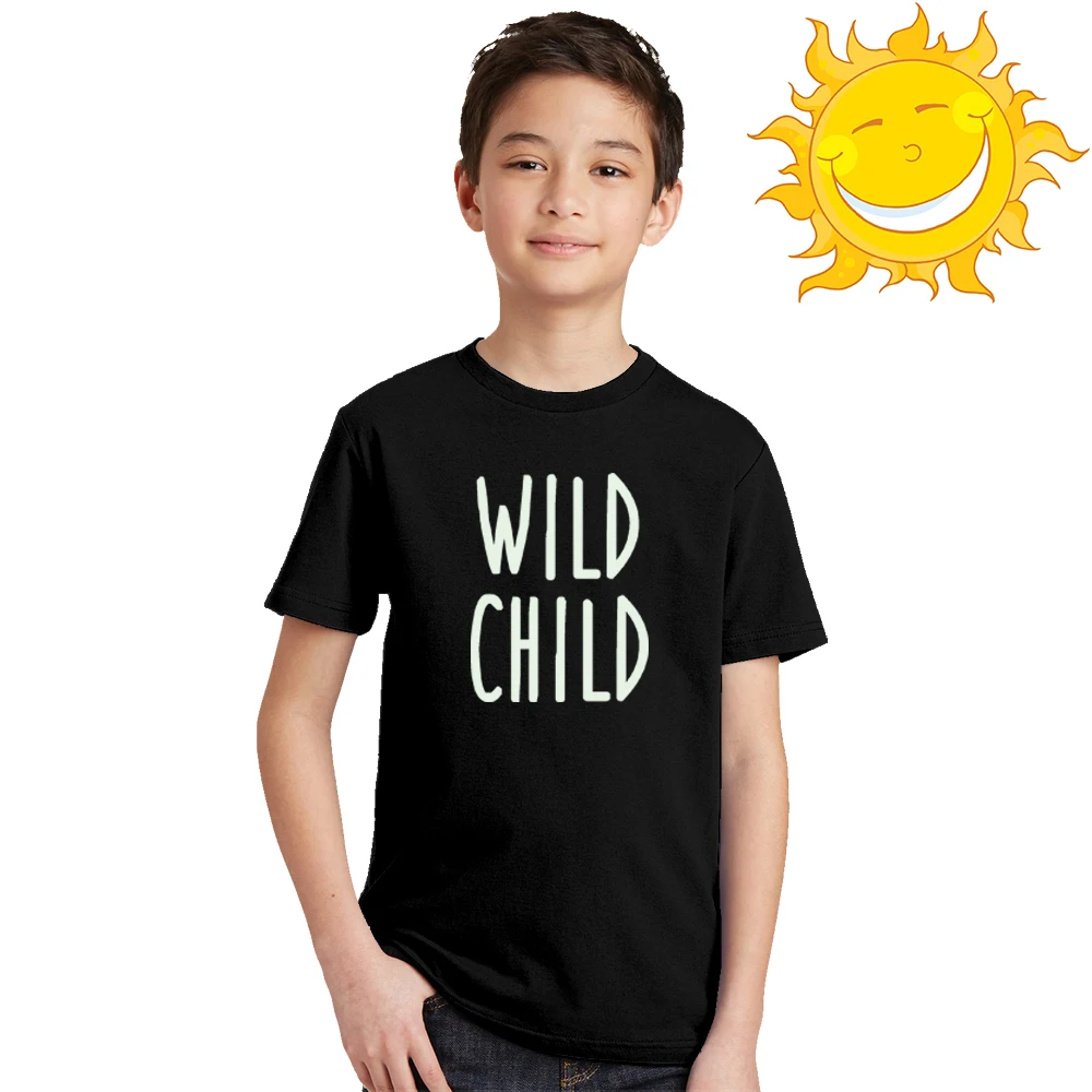 Wild Kids/Детские Летние повседневные Светящиеся в темноте топы для мальчиков и
