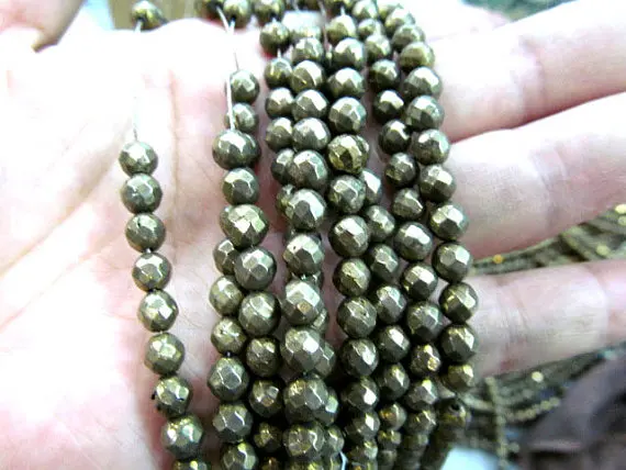 

6-14mm 16inch high quality genuine pyrite beads round ball gold charm jewelry bead