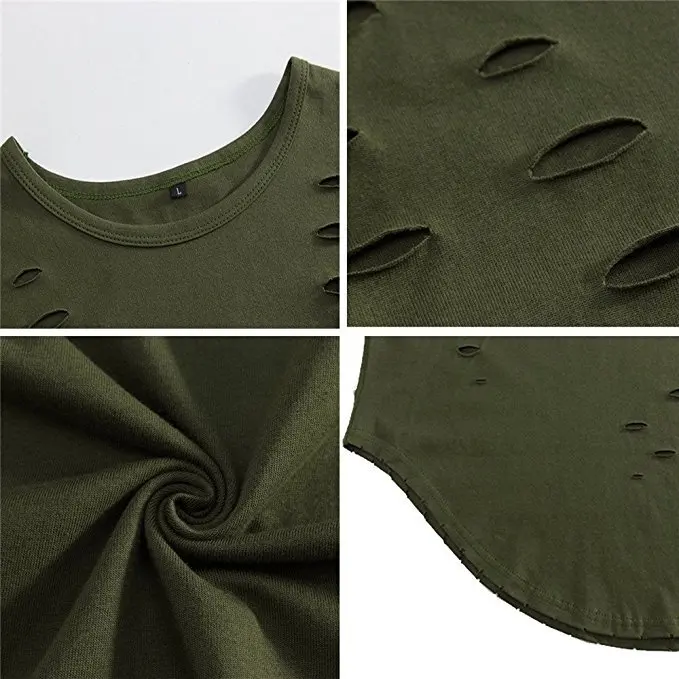 футболки мужские футболка Лето 2017 г. хип хоп О образным вырезом для мужчин рваные