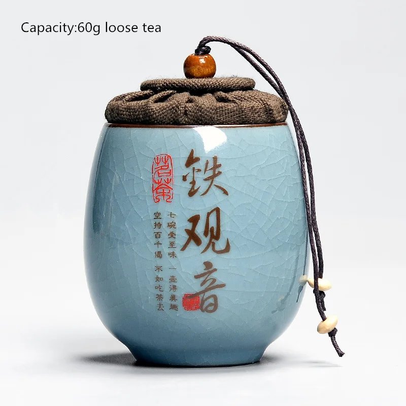 tieguanyin Чайные банки, керамический чайник, контейнер для хранения пуэр, китайский пасторальный стиль, фарфор, мини герметичный чайный контейнер, банки для конфет, канистра - Цвет: tieguanyin