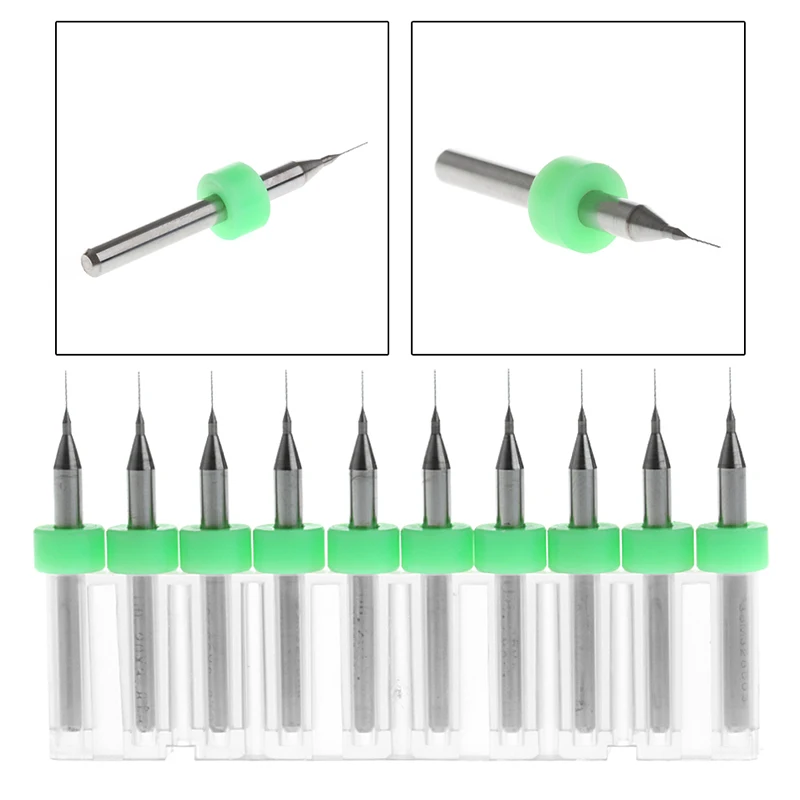 

Shank Tip Spiral Flute Tungsten Carbide Micro PCB Drill Bit 0.2mm 10Pcs/SET