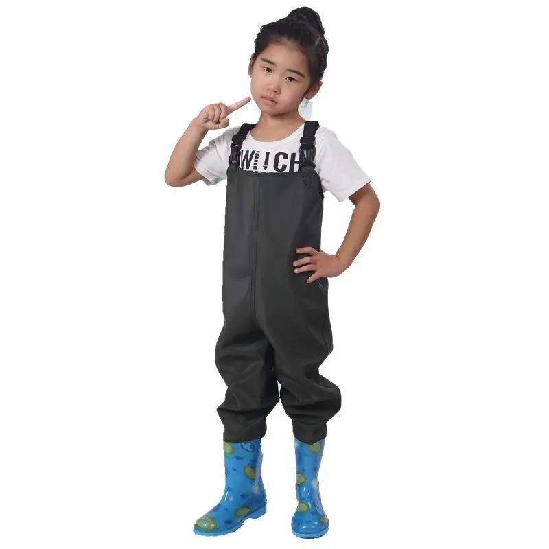 boy suspender pants Детская водонепроницаемая одежда; Eu24-36 ботинки; пляжная обувь для мальчиков и девочек; непромокаемые брюки с вилкой; обувь на подтяжках; брюки с поясом - Цвет: boy suspender pants
