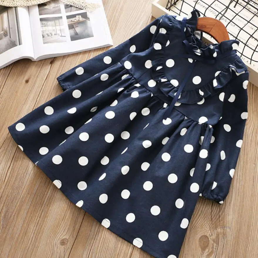 New arrive Girl dot dress For 2-7T children clothing Spring Autumn kids Clothes girls party bow knot princess | Детская одежда и
